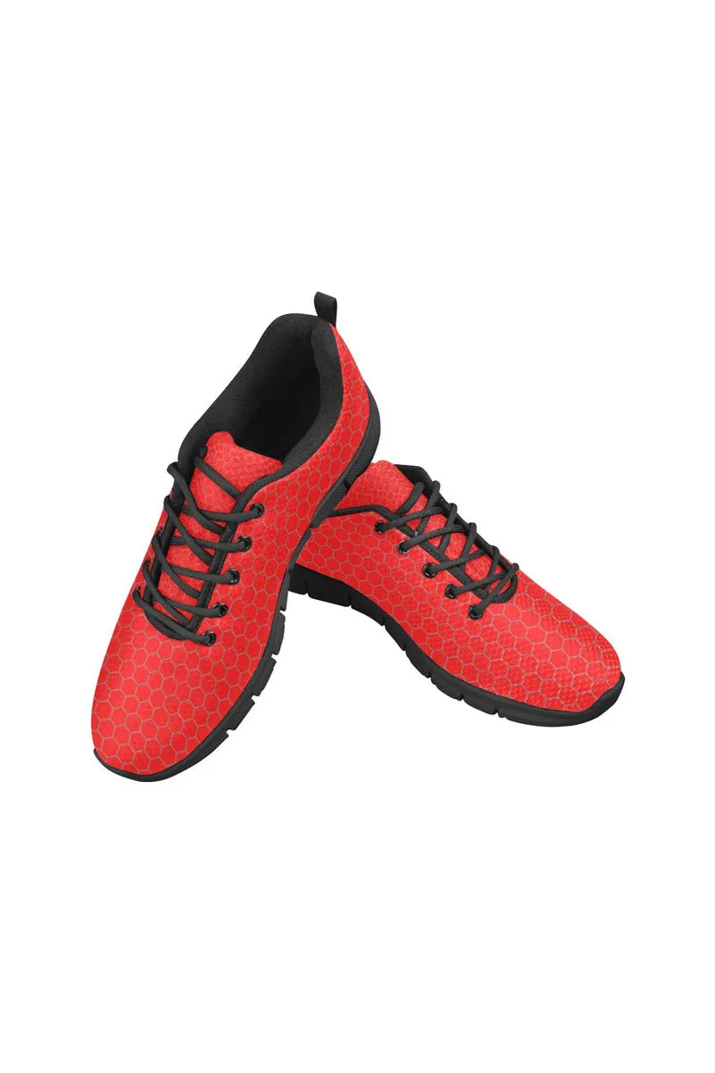 Red Honeycomb Women's Breathable Running Shoes