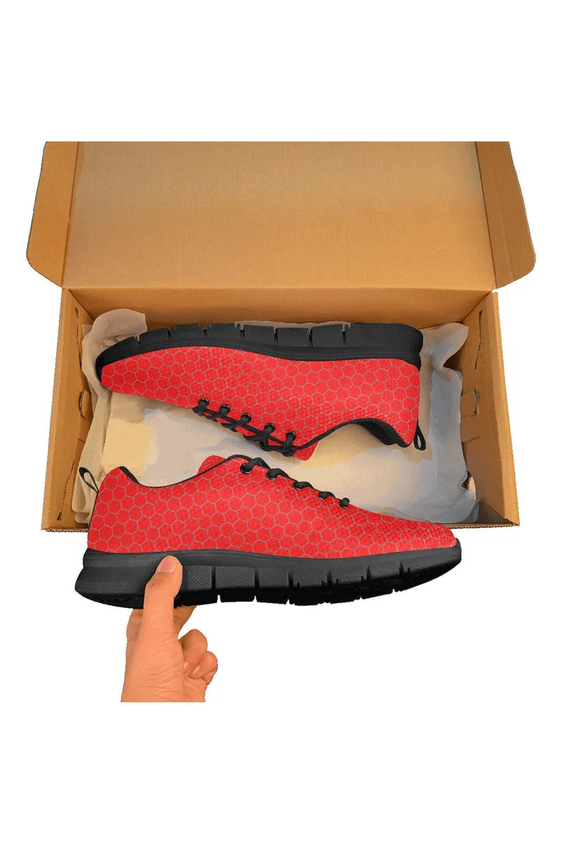 Red Honeycomb Women's Breathable Running Shoes