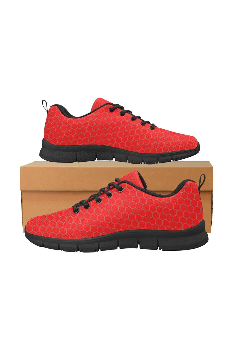 Red Honeycomb Women's Breathable Running Shoes