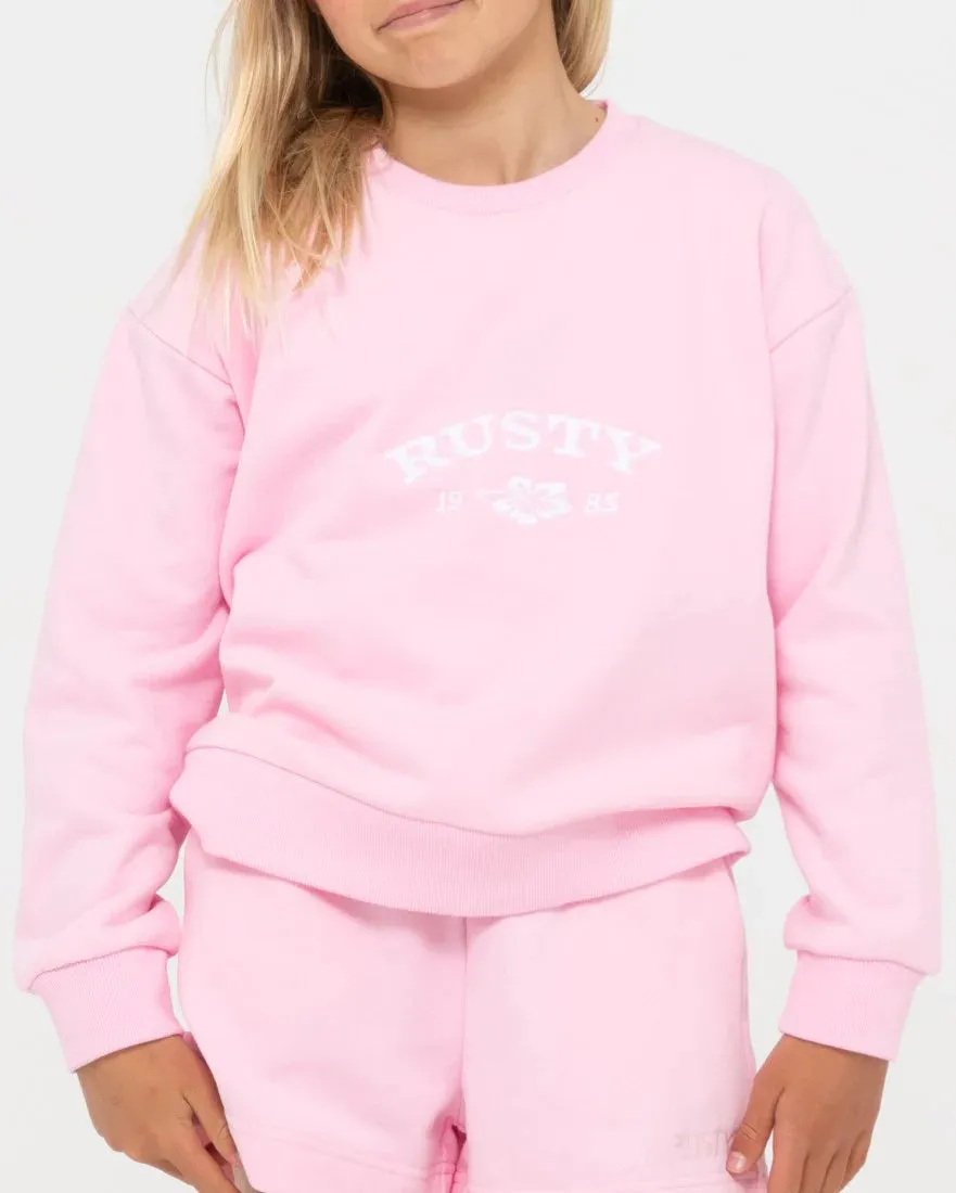 Rusty Thriving Relaxed Crew Fleece Girls