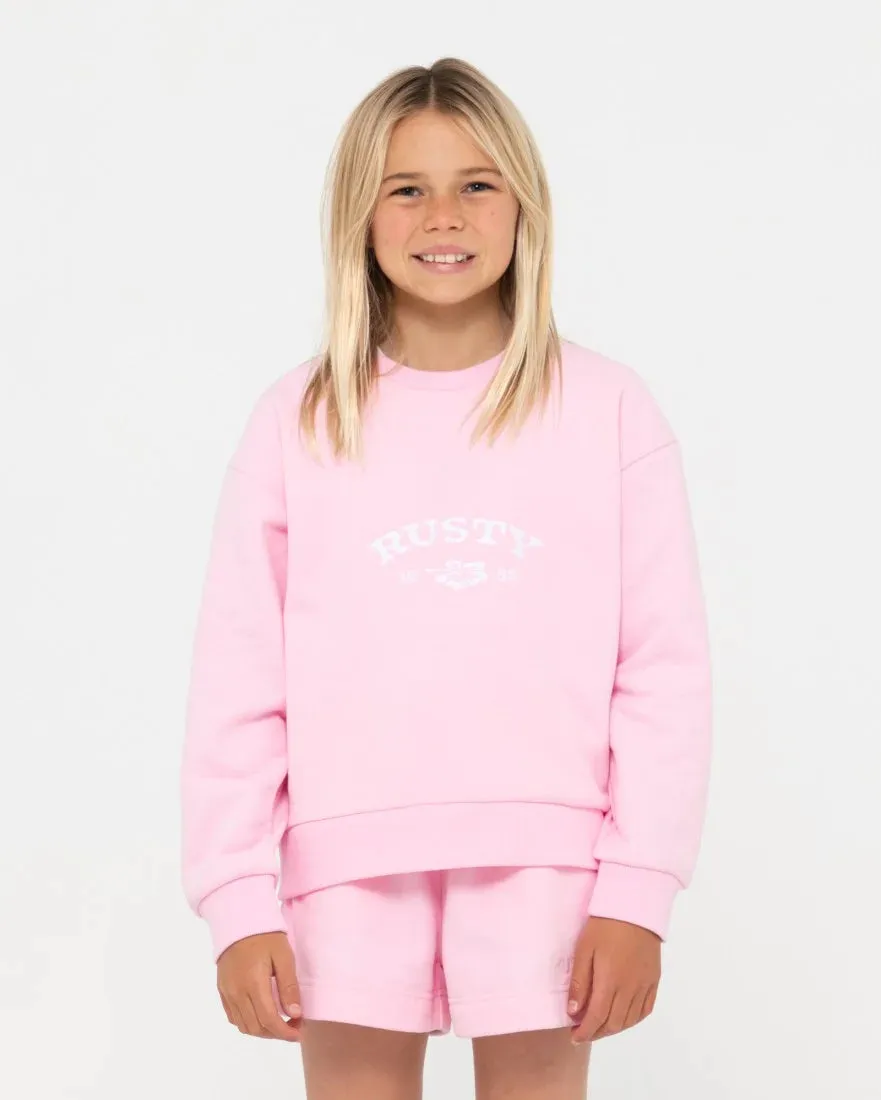 Rusty Thriving Relaxed Crew Fleece Girls