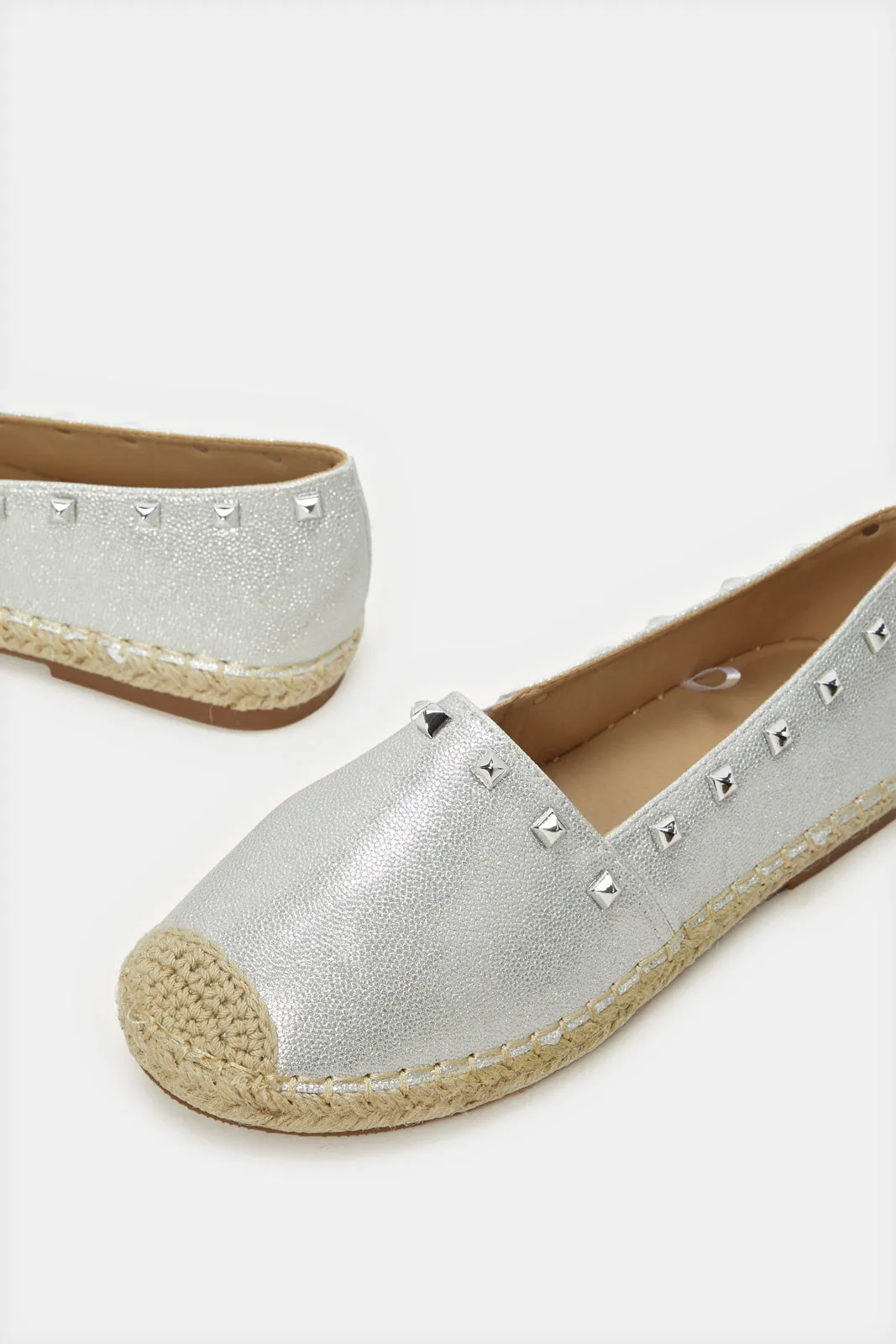 Senior Girls Silver Stud Espadrille