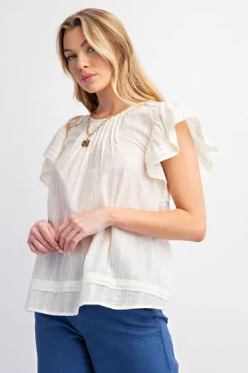 Shiny Glitter Stripped Detail Top