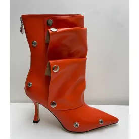 Snap Off Boots Short Stiletto Bootie With Removable Oversleeve