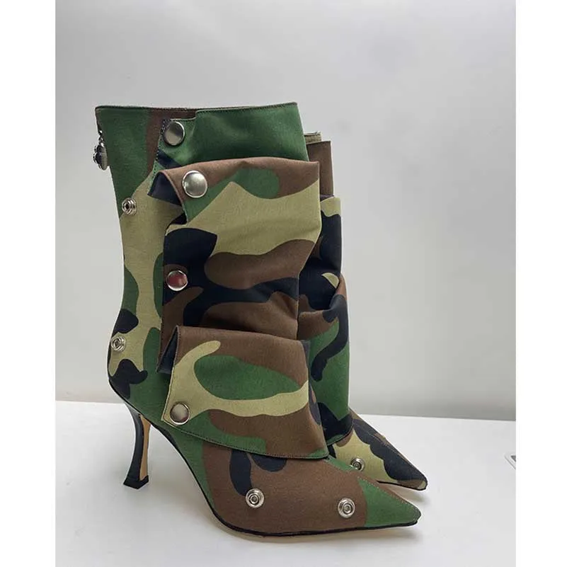 Snap Off Boots Short Stiletto Bootie With Removable Oversleeve