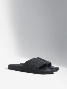 SOLEPLAY Dark Grey Knit-Textured Pool Slides