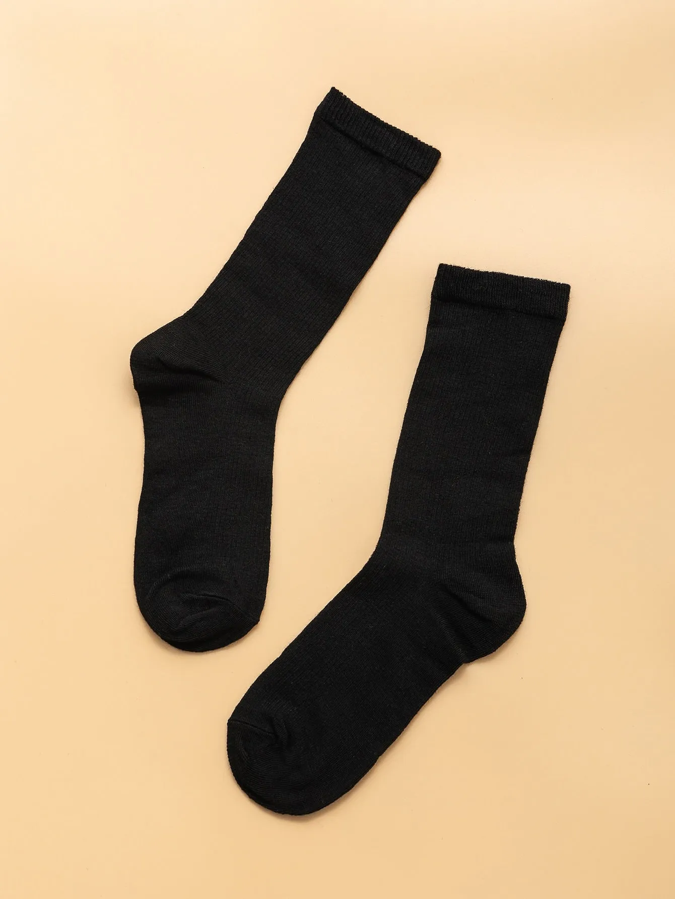 Solid Black Crew Socks for Women Plain Socks Cozy Socks Fashion Socks