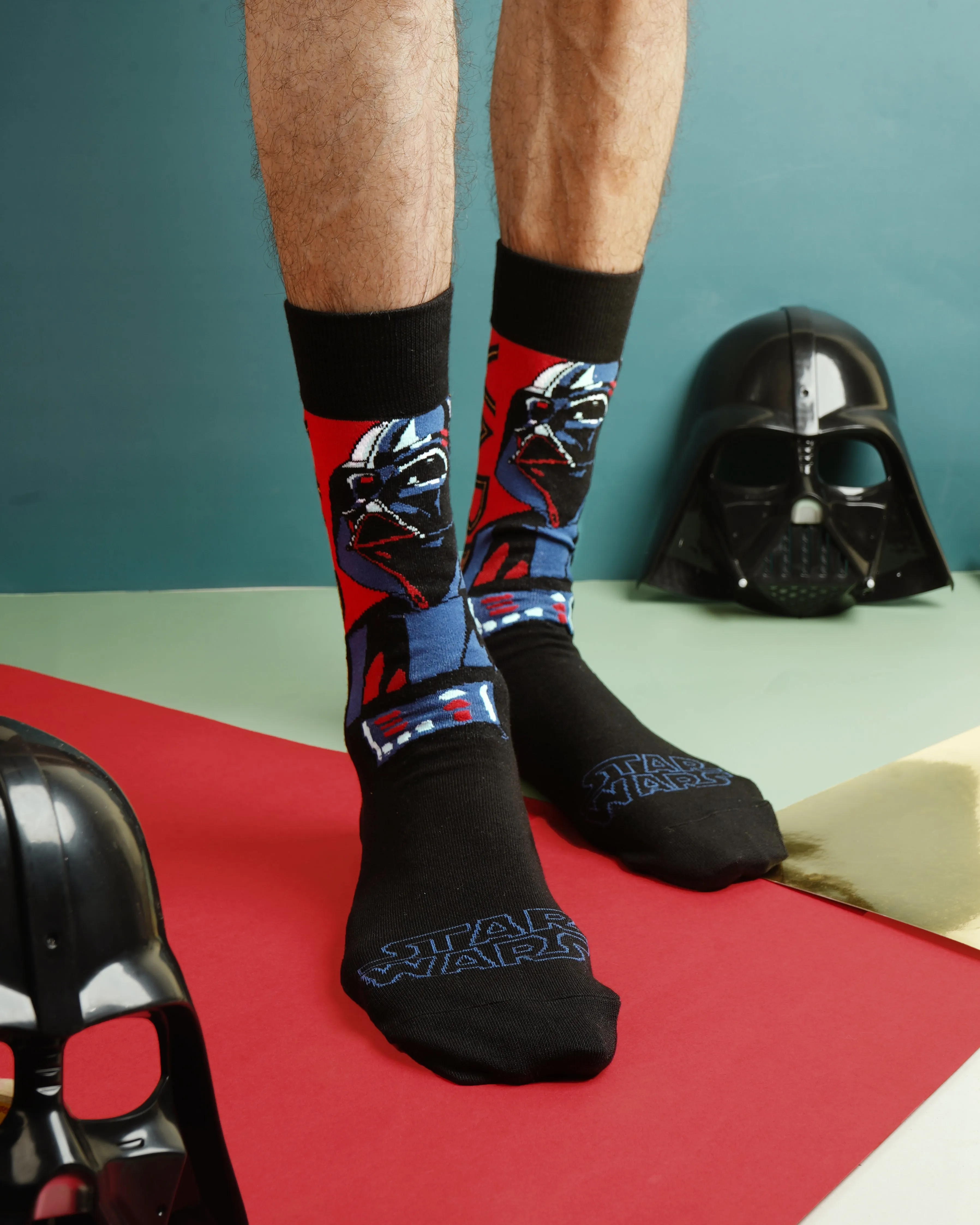 STAR WARS Gift Pack For Men - Clone Trooper, Yoda, and Darth Vader-Crew Socks (Black) (Pack of 3 Pairs/1U)