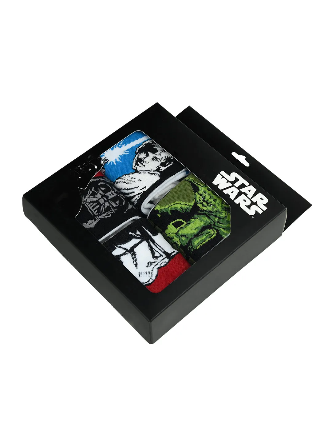 STAR WARS Gift Pack For Men - Clone Trooper, Yoda, Luke Skywalker, and Darth Vader-High Ankle Socks (White) (Pack of 4 Pairs/1U)