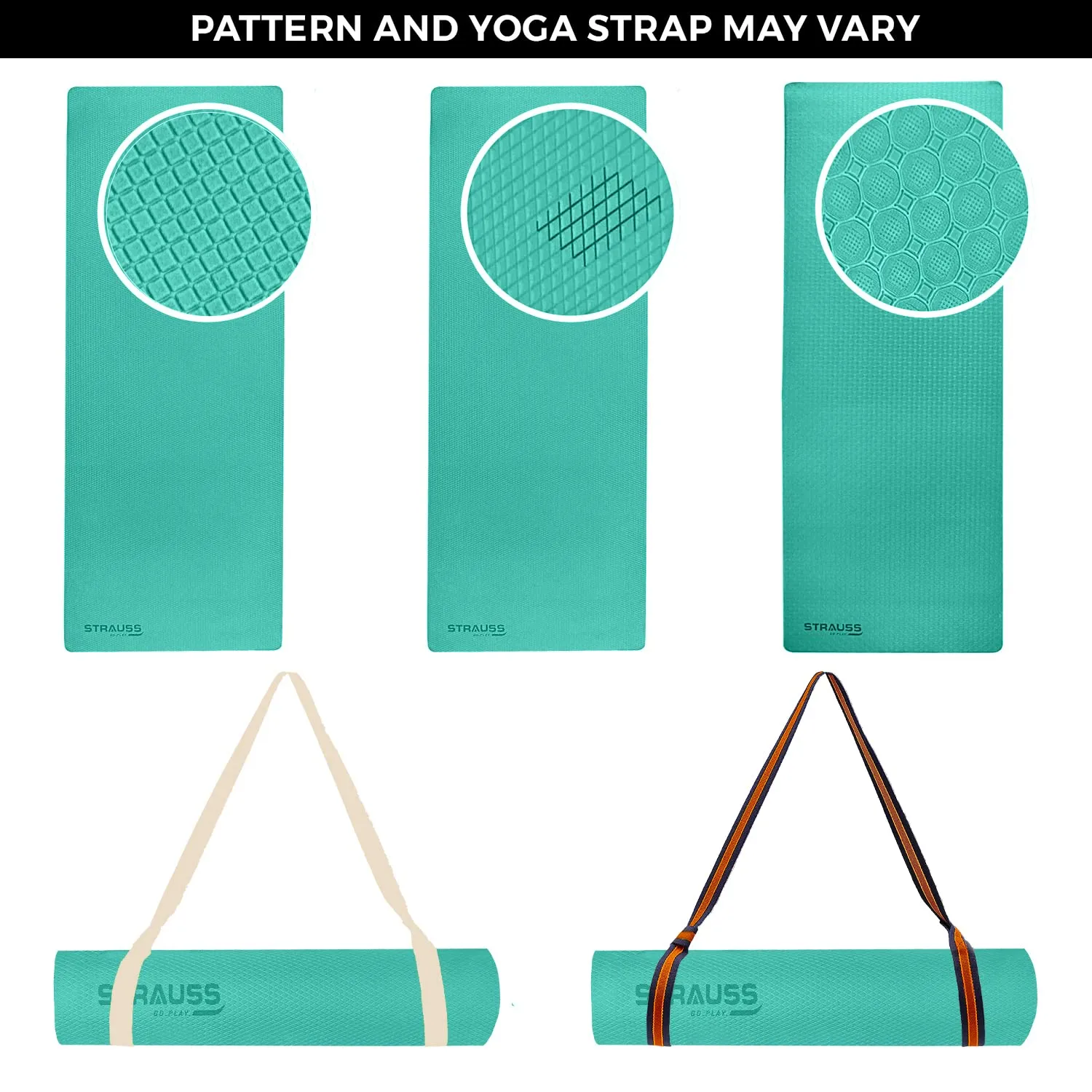 Strauss Anti Skid EVA Yoga Mat with Carry Strap, 8mm, (Sea Green)