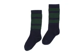 Striped Ribbed Pair of Socks - Blue and Green