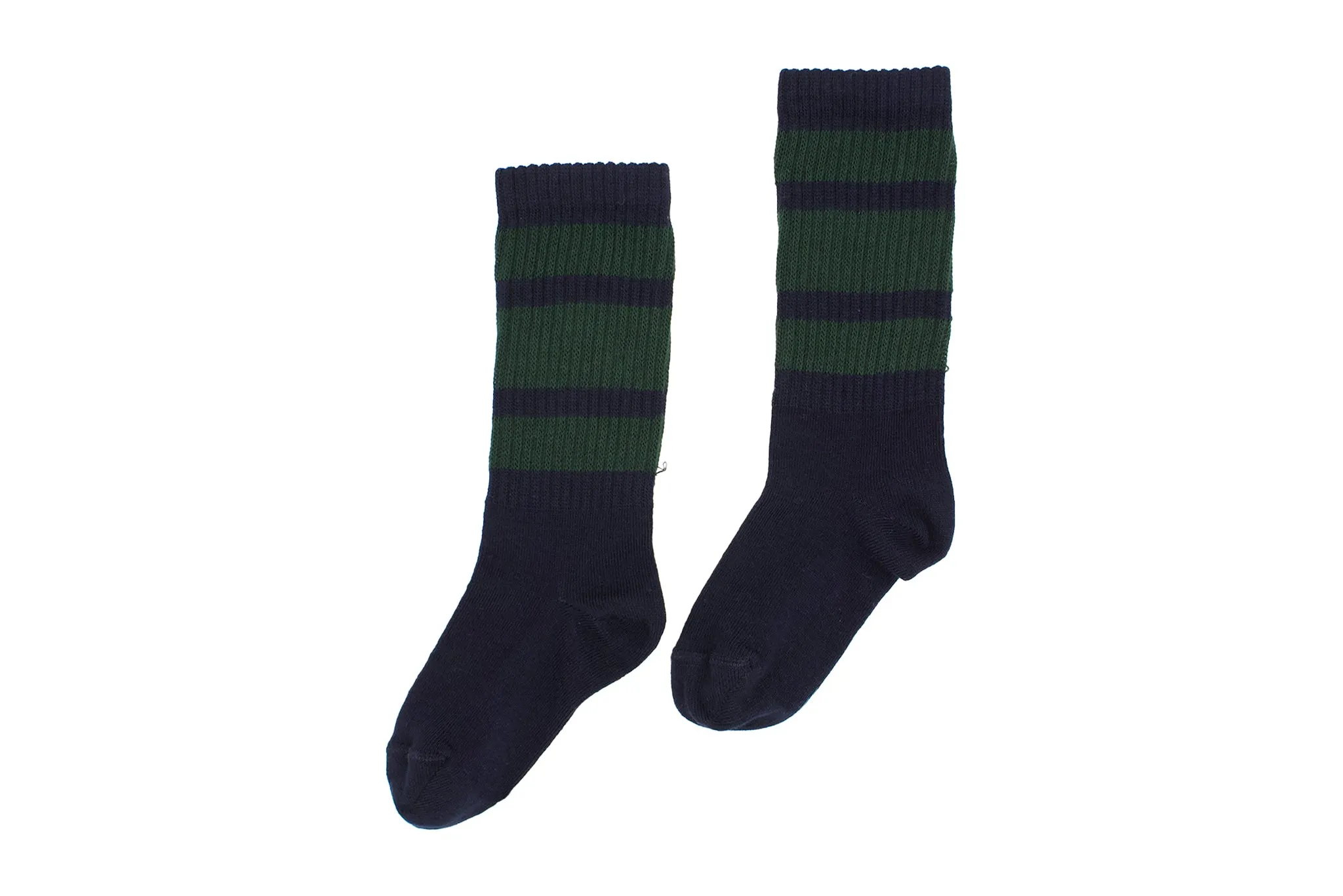 Striped Ribbed Pair of Socks - Blue and Green