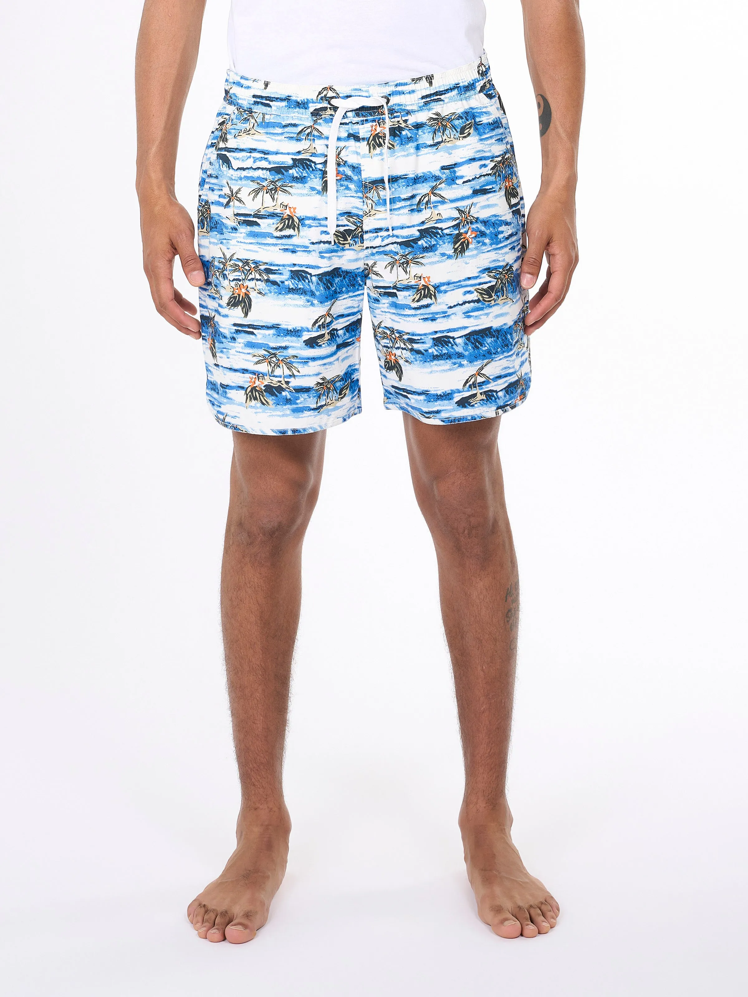 Swim shorts with elastic waist AOP - AOP