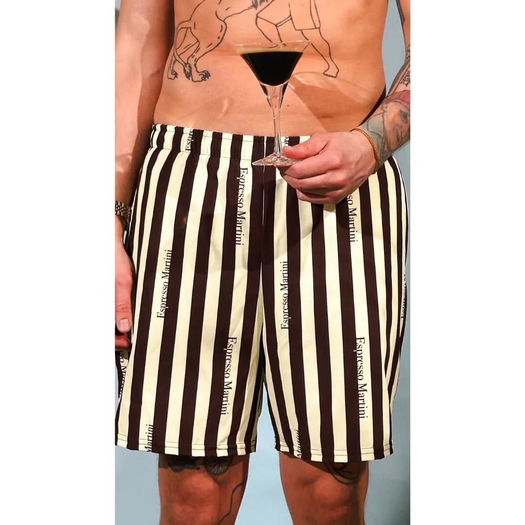 The Espresso Martini Striped swim trunks