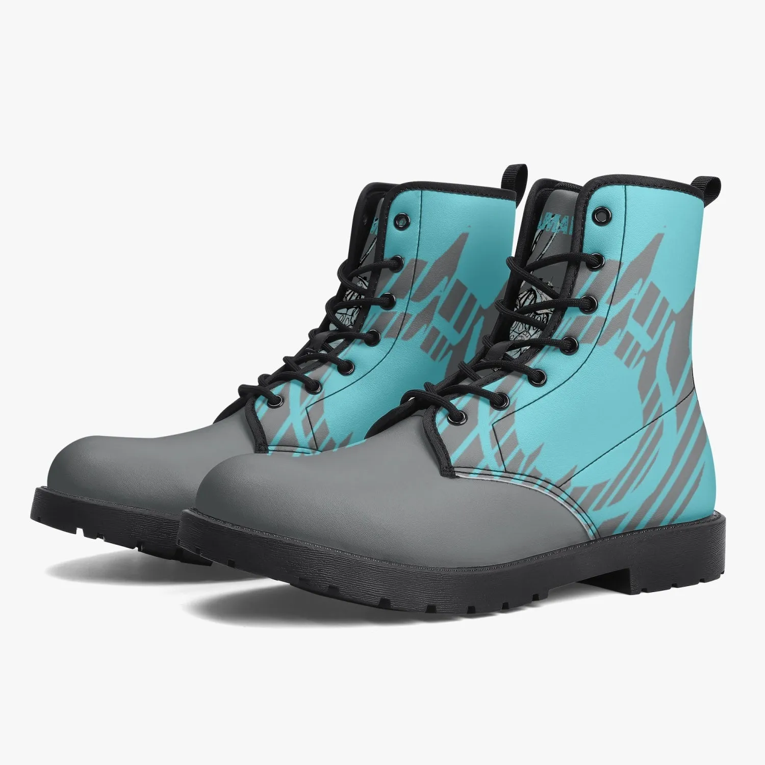 Trendy Leather Boots Grey Logo