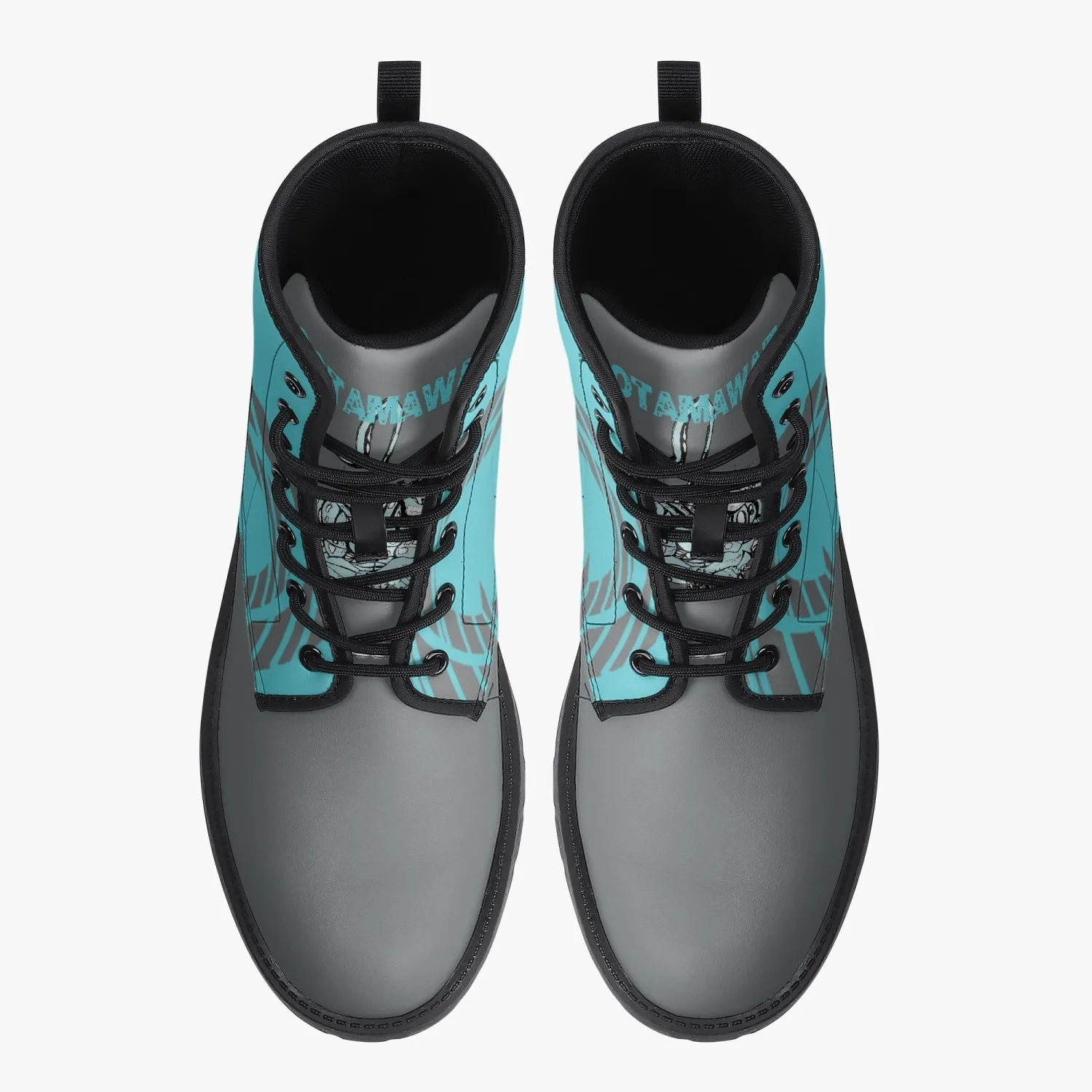 Trendy Leather Boots Grey Logo