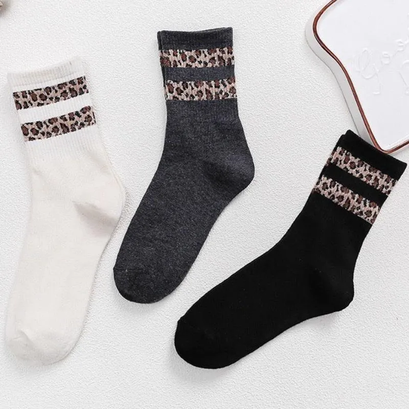 Trendy Leopard Stripe Designed Socks