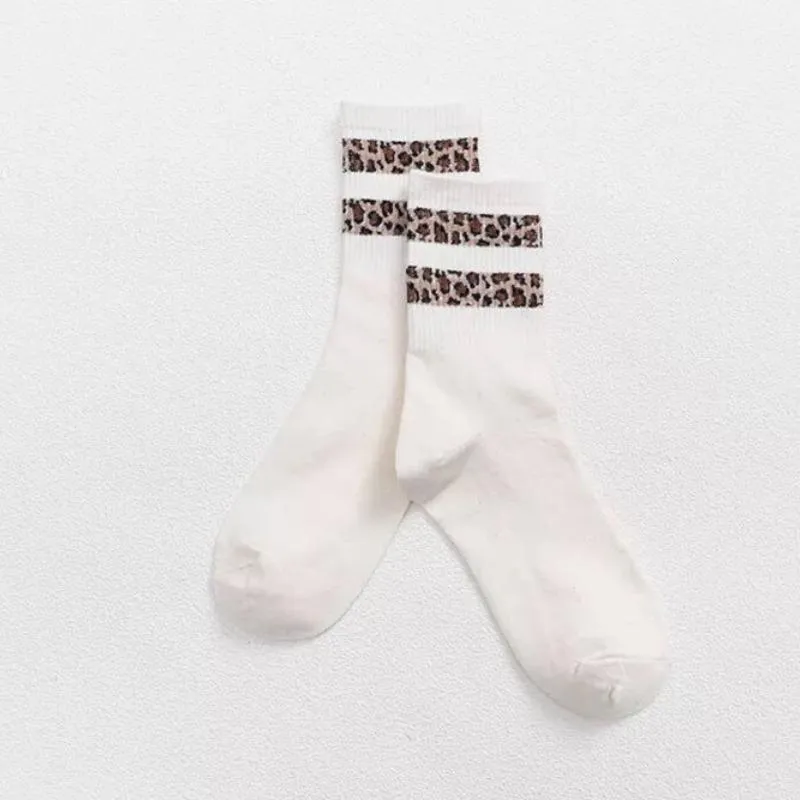 Trendy Leopard Stripe Designed Socks