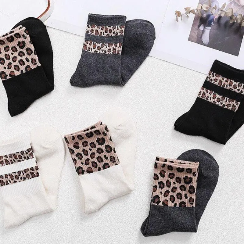 Trendy Leopard Stripe Designed Socks