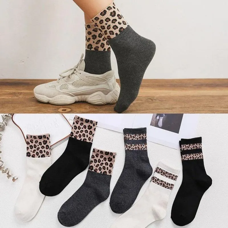 Trendy Leopard Stripe Designed Socks