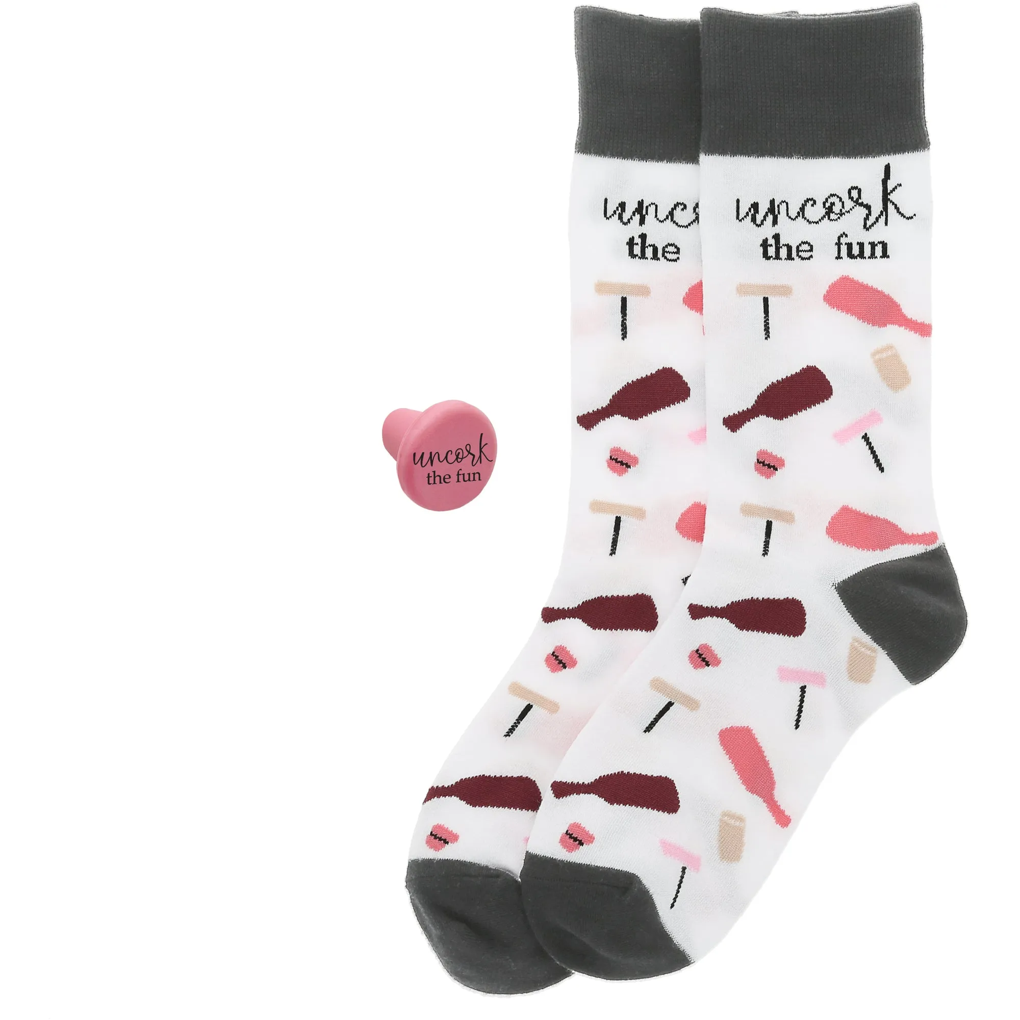 Uncork The Fun Cotton Blend Socks with Silicone Bottle Stopper