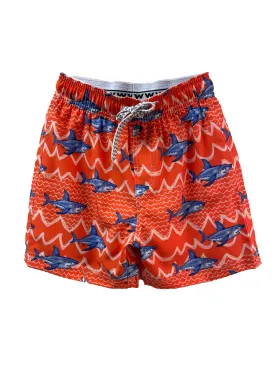 WES Shark Trunks in Orange Waves