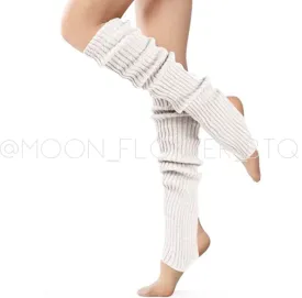 White Leg Warmers Toeless Yoga Dance Socks