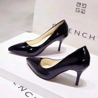 Women High Heel Shoes Patent Leather Pointed Toe*