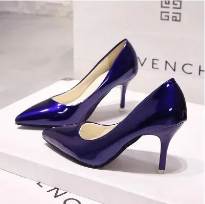 Women High Heel Shoes Patent Leather Pointed Toe*