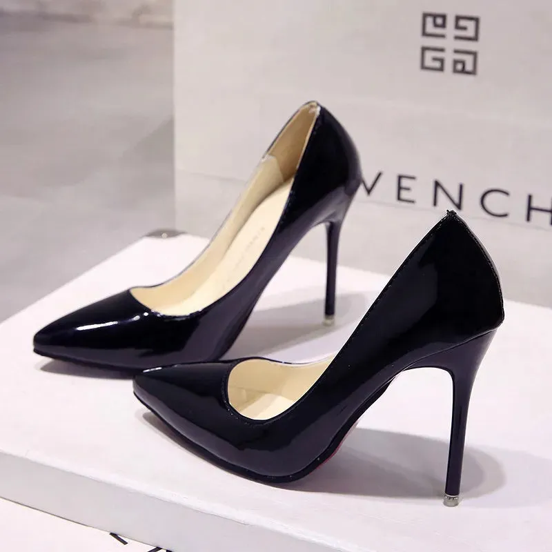 Women High Heel Shoes Patent Leather Pointed Toe*