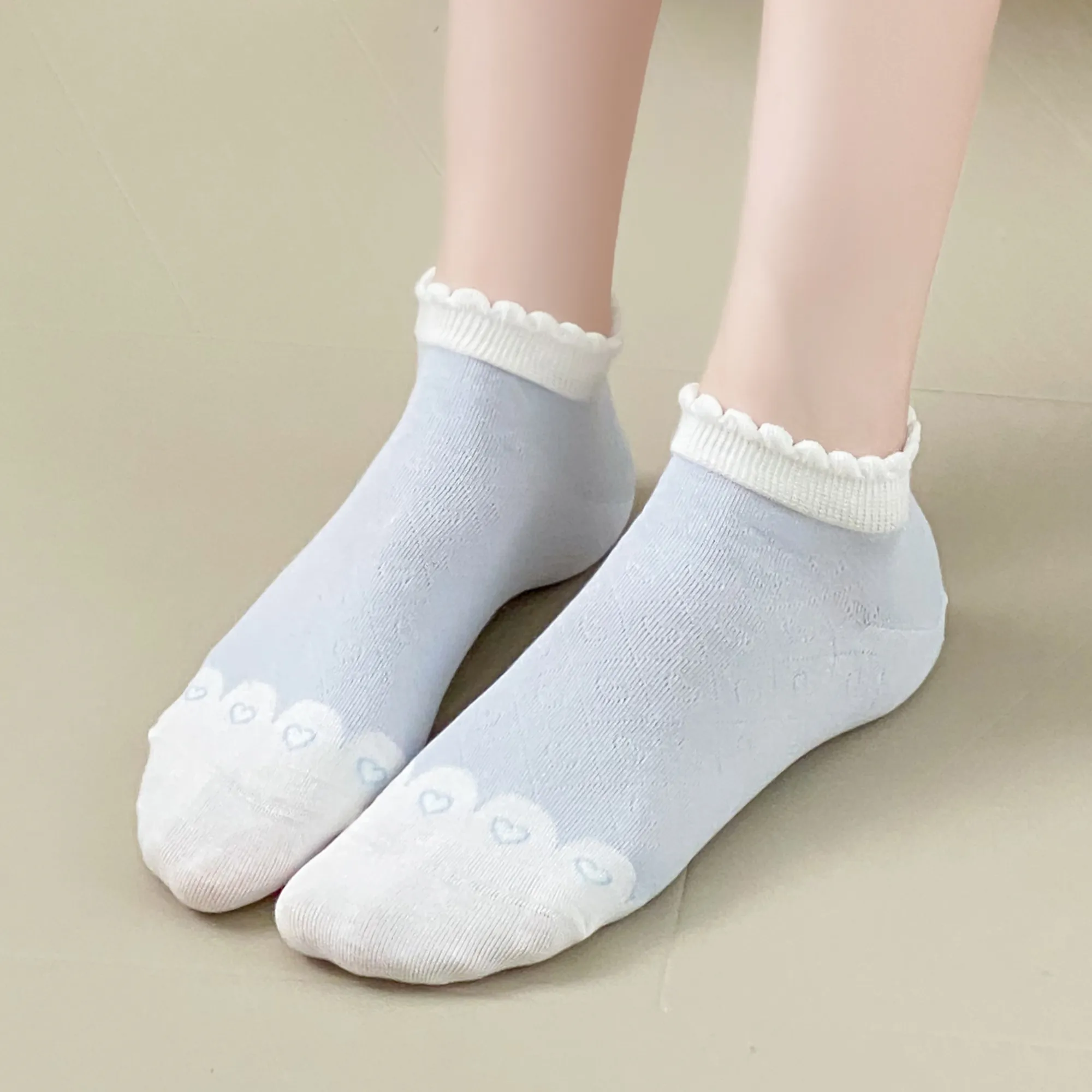 Womens Ankle Combed Cotton Socks Seamless Low Cut Thin Fashion   Gifts Print Striped Cute Socks 5 Pairs