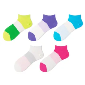 Womens Ankle Combed Cotton Socks Seamless Low Cut Thin Fashion   Gifts Print Striped Cute Socks 5 Pairs