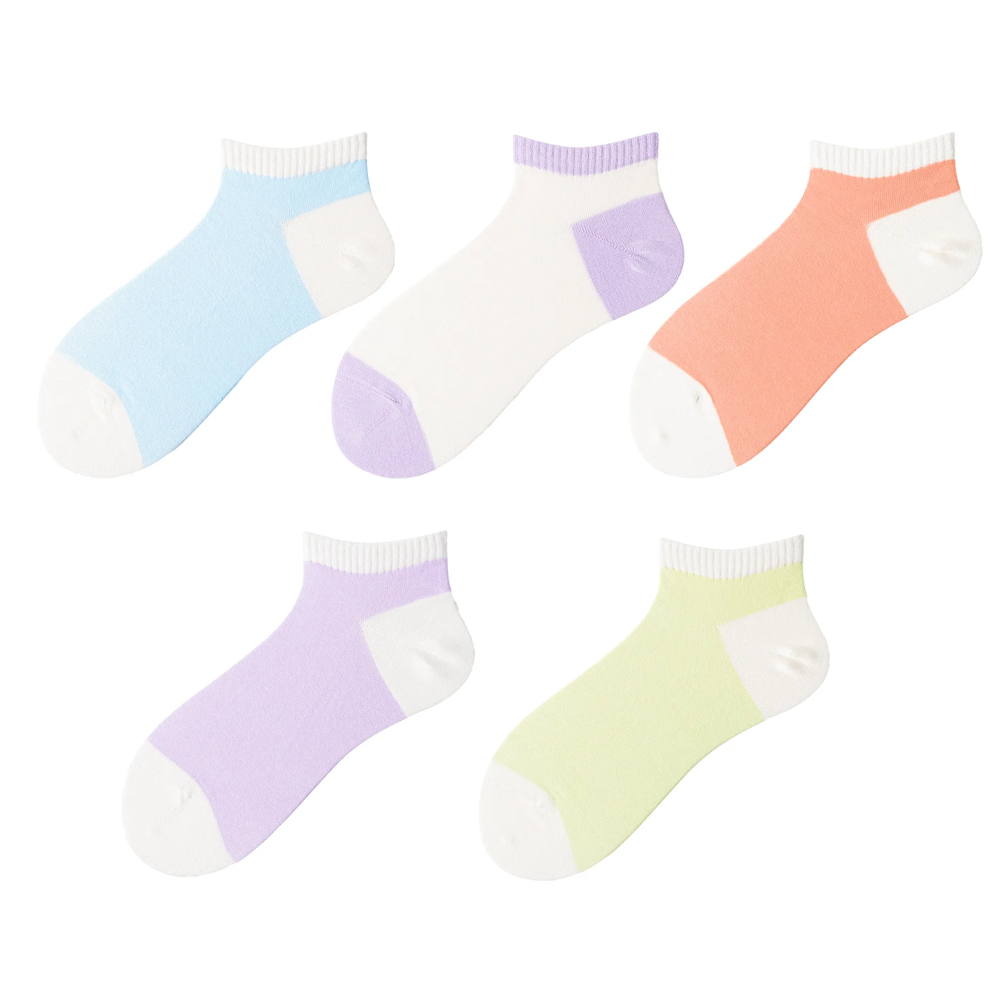 Womens Ankle Combed Cotton Socks Seamless Low Cut Thin Fashion   Gifts Print Striped Cute Socks 5 Pairs