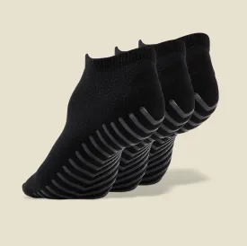 Women's Black Low Cut Ankle Non Skid Socks - 3 pairs