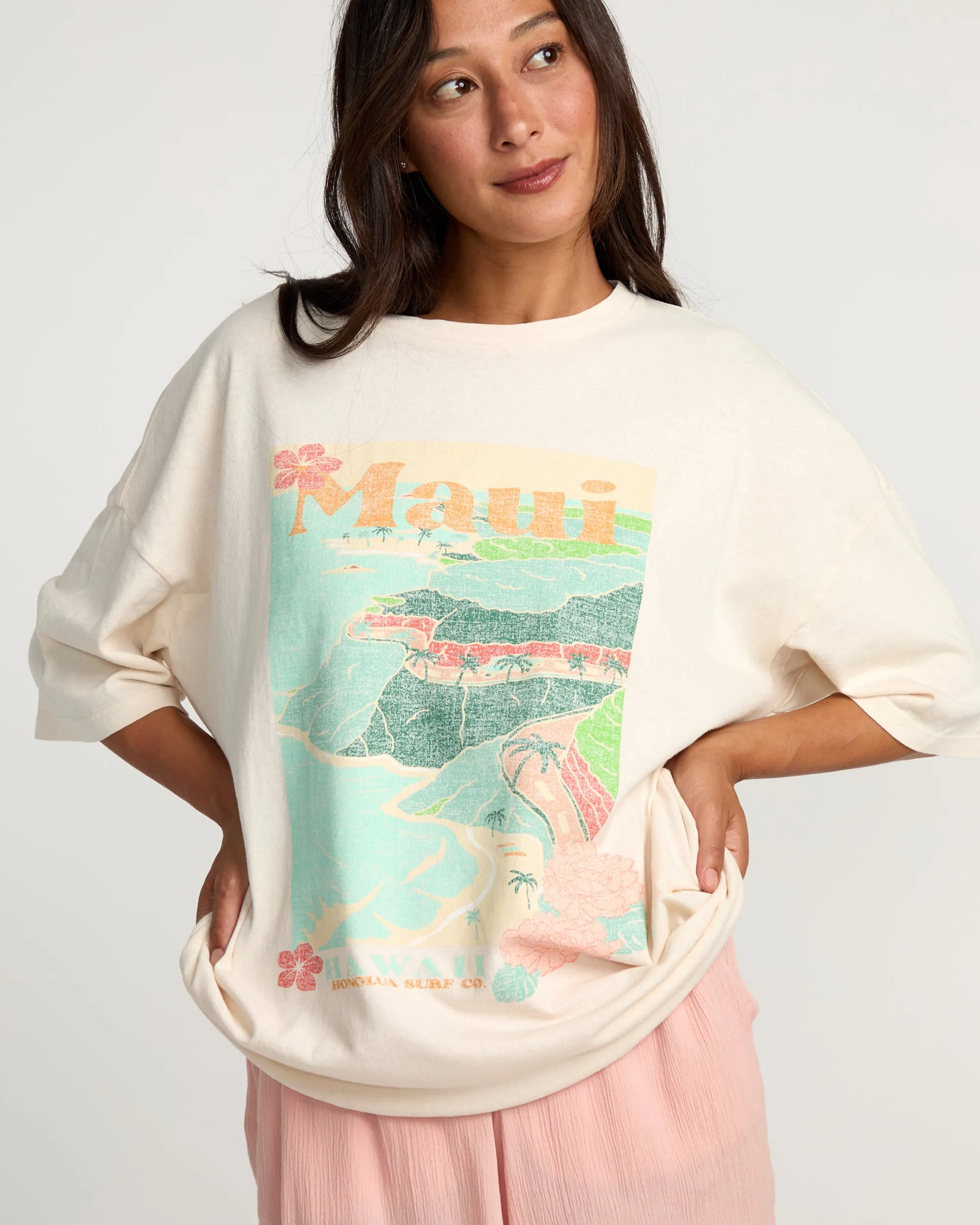 Womens Hana Road Short Sleeve Tee - Coconut Milk