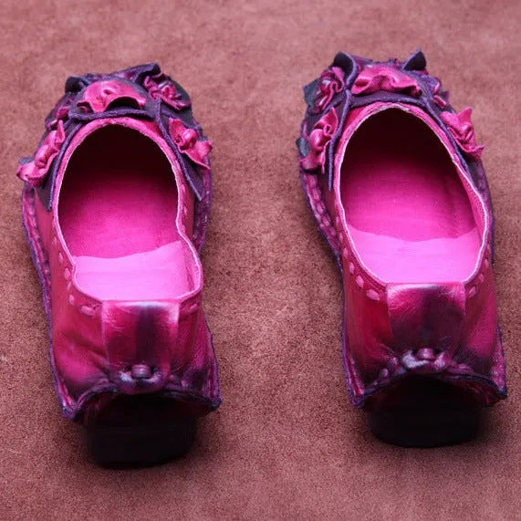 Womens Handmade Ethnic Flowers Comfortable Retro Shoes Loafer