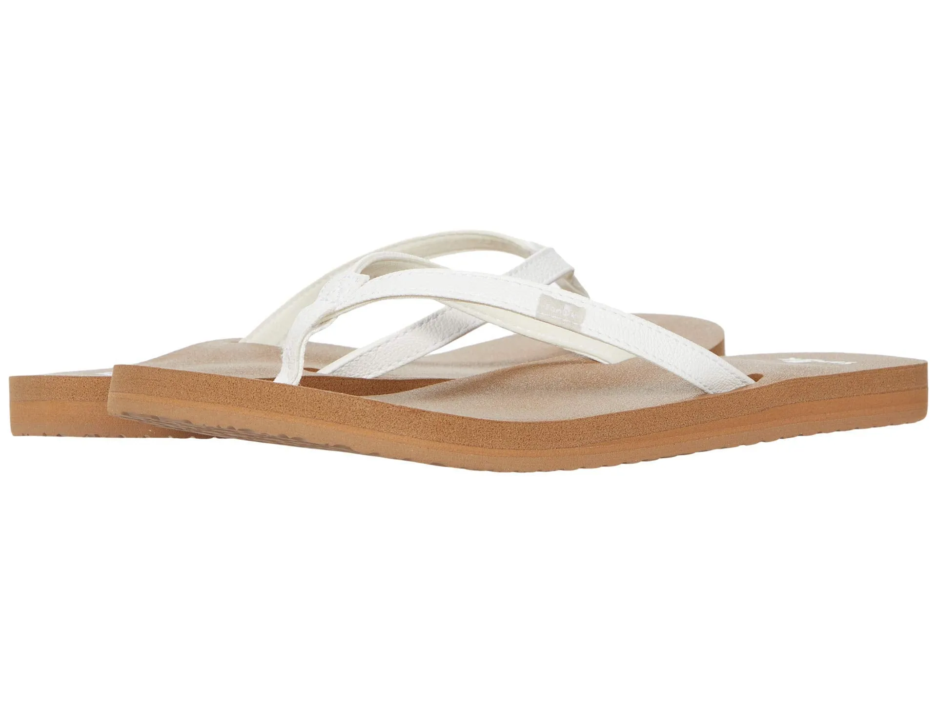 Women's Shoes Sanuk YOGA JOY Flip Flop Toe Post Sandals SWS10275 WHITE / TAN