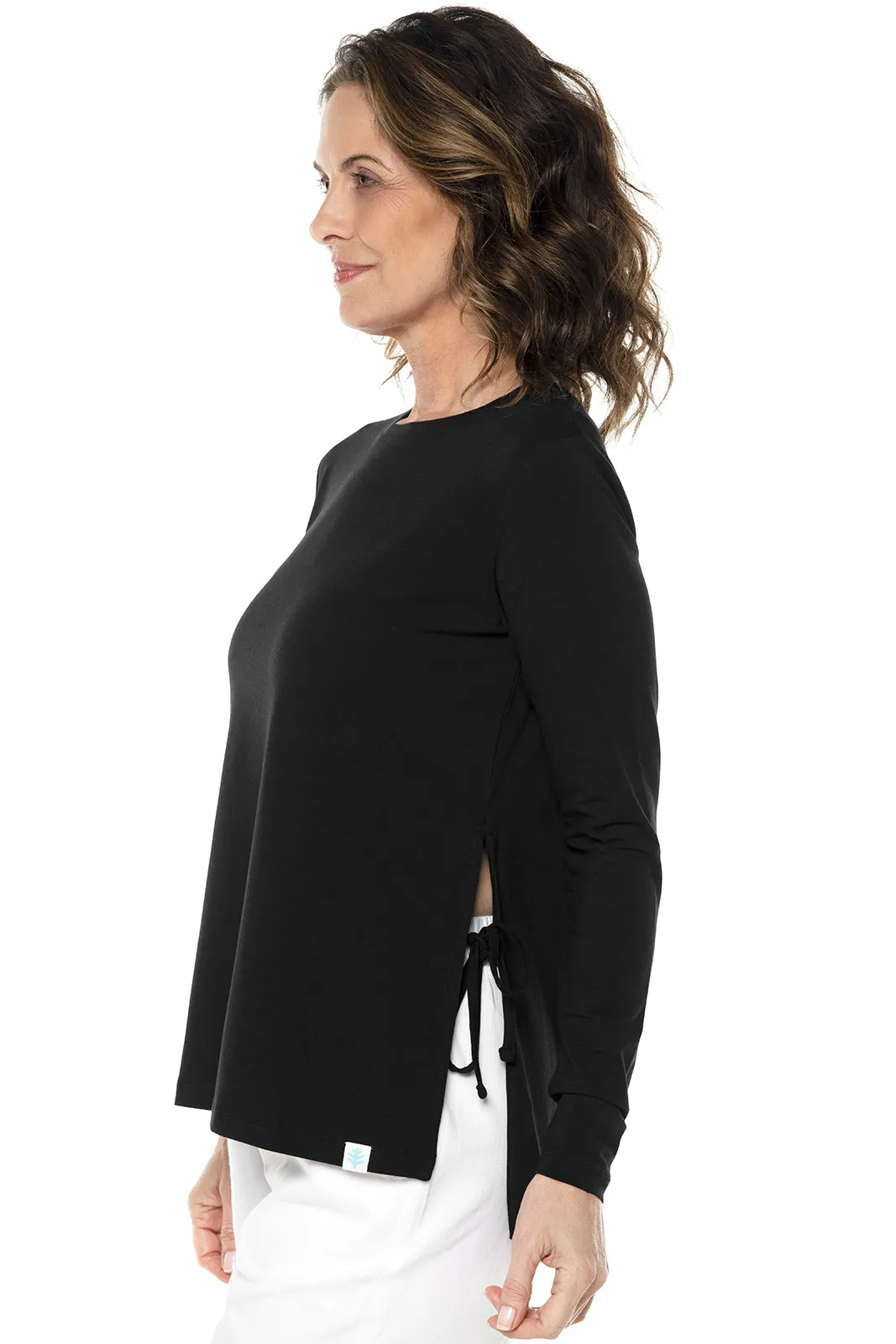 Women's Surf Side Slit Shirt  |  Black